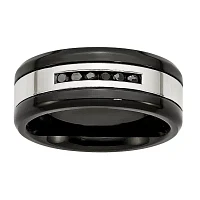 Mens 1/4 CT.T.W. Color-Enhanced Black Diamond Ion-Plated Stainless Steel Wedding Band