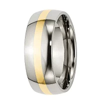 Mens 8Mm Stainless Steel & 14K Yellow Gold Inlay Wedding Band