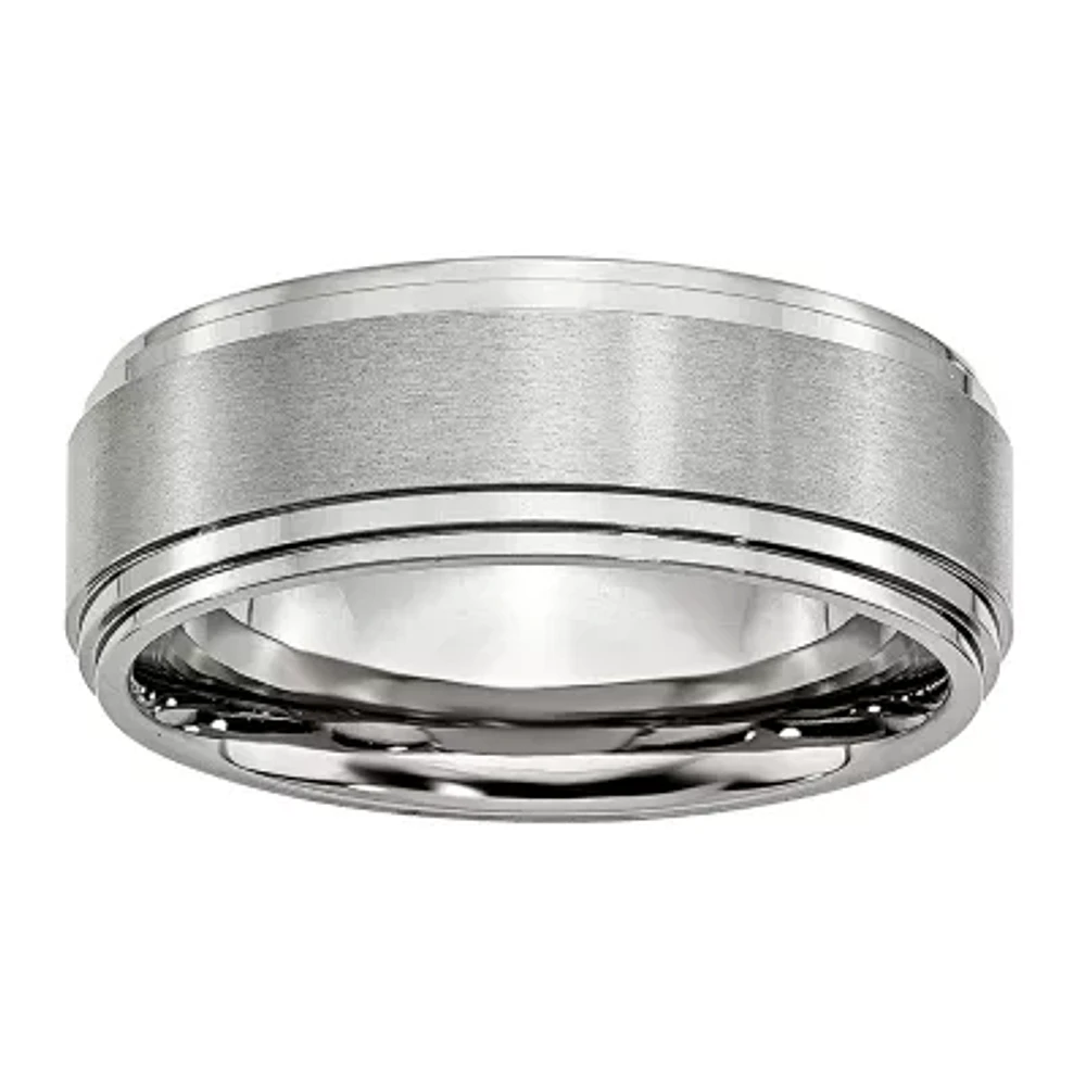 Mens 8Mm Stainless Steel Wedding Band