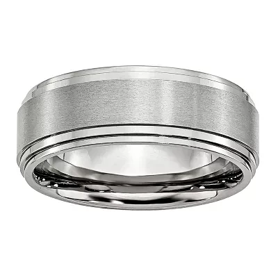 Mens 8Mm Stainless Steel Wedding Band