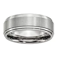 Mens 8Mm Stainless Steel Wedding Band