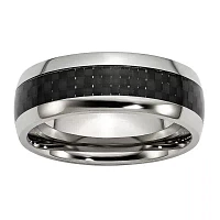 Mens 8Mm Black Stainless Steel Wedding Band