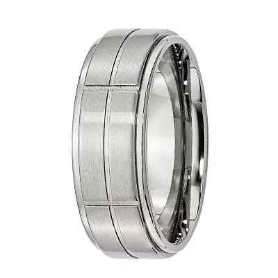 Mens 8mm Stainless Steel Wedding Band