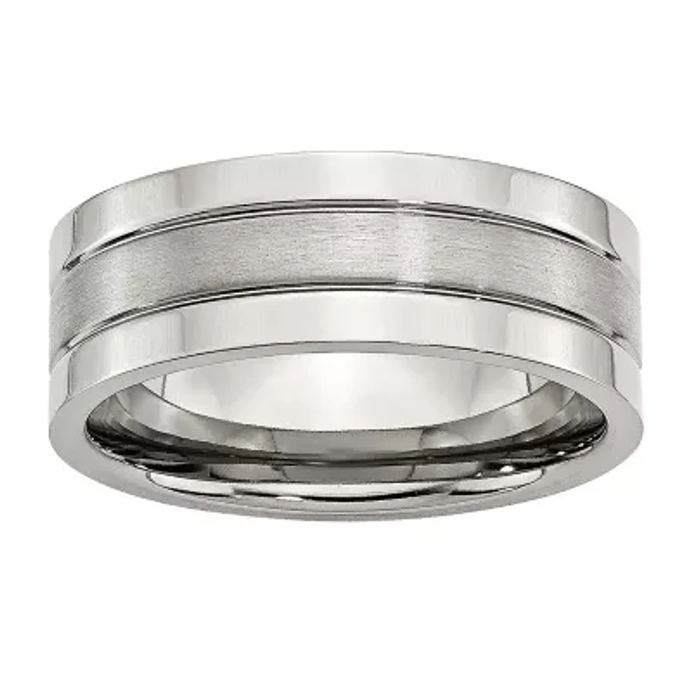 Mens 8mm Stainless Steel Wedding Band