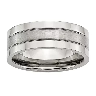 Mens 8mm Stainless Steel Wedding Band