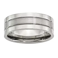 Mens 8mm Stainless Steel Wedding Band