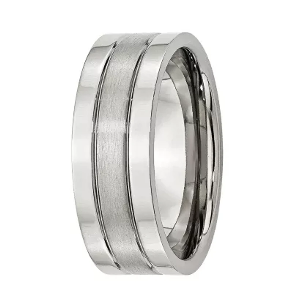 Mens 8mm Stainless Steel Wedding Band