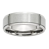 Mens 7mm Stainless Steel Wedding Band