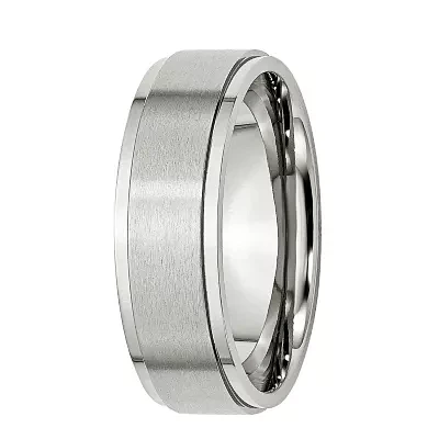 Mens 7mm Stainless Steel Wedding Band