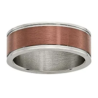 Mens 8Mm Titanium & Brown Ip Plated Wedding Band