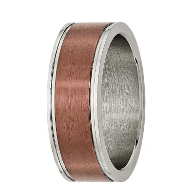 Mens 8Mm Titanium & Brown Ip Plated Wedding Band