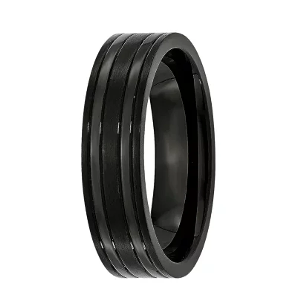 Mens 6Mm Black Ip Plated Titanium Wedding Band