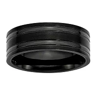 Mens 8Mm Black Ip Plated Titanium Wedding Band