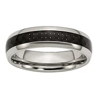 Mens 6Mm Titanium & Black Carbon Fiber Wedding Band