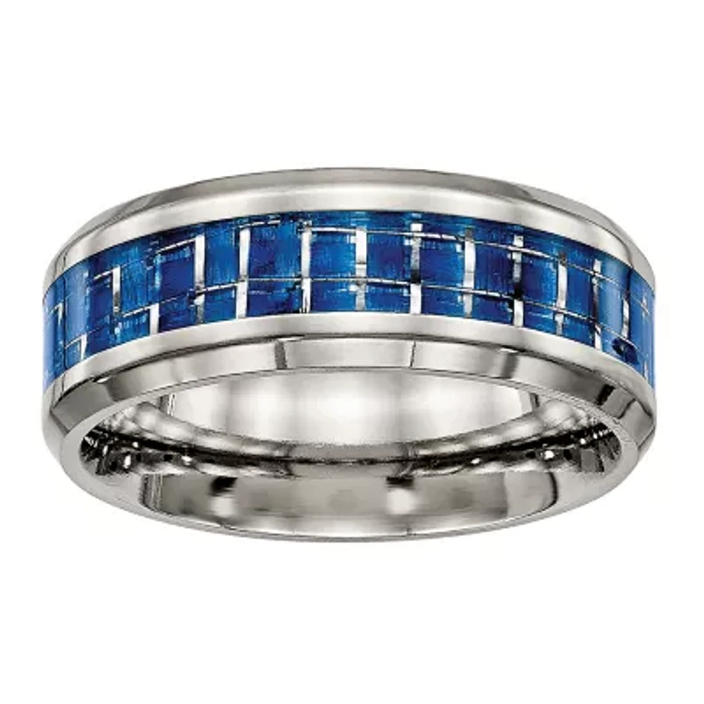 Mens Titanium With & Carbon Fiber Inlay Wedding Band