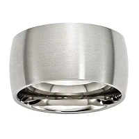 Mens 12Mm Stainless Steel Wedding Band