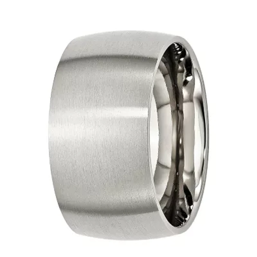 Mens 12Mm Stainless Steel Wedding Band