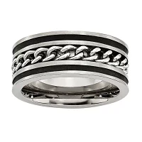 Mens 10Mm Stainless Steel & Black Ip-Plated Wedding Band