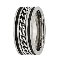 Mens 10Mm Stainless Steel & Black Ip-Plated Wedding Band