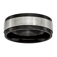 Mens 8mm Titanium & Black Ion-Plated Wedding Band