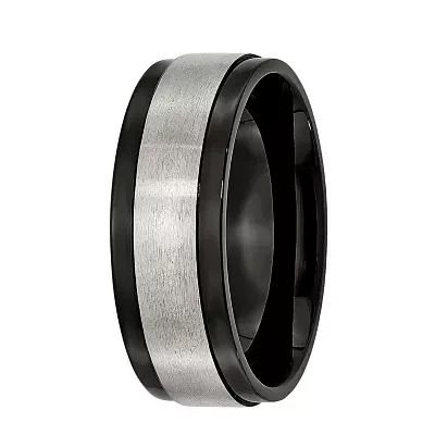 Mens 8mm Titanium & Black Ion-Plated Wedding Band