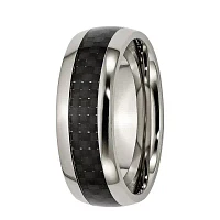 Mens 8mm Titanium & Black Carbon Fiber Wedding Band