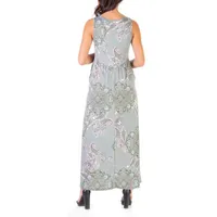 24seven Comfort Apparel Womens Sleeveless Floral Maxi Dress Maternity