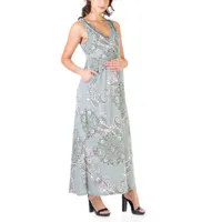 24seven Comfort Apparel Womens Sleeveless Floral Maxi Dress Maternity