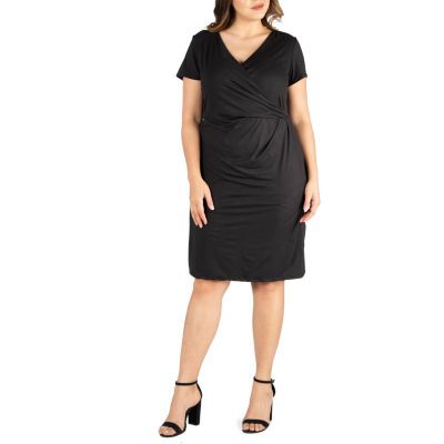 24seven Comfort Apparel Womens Plus Short Sleeve Wrap Dress