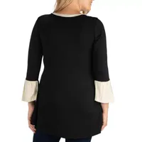 24seven Comfort Apparel Plus Womens Scoop Neck Long Sleeve Tunic Top