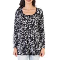 24seven Comfort Apparel Womens Scoop Neck Long Sleeve Tunic Top