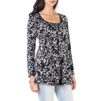 24seven Comfort Apparel Womens Scoop Neck Long Sleeve Tunic Top