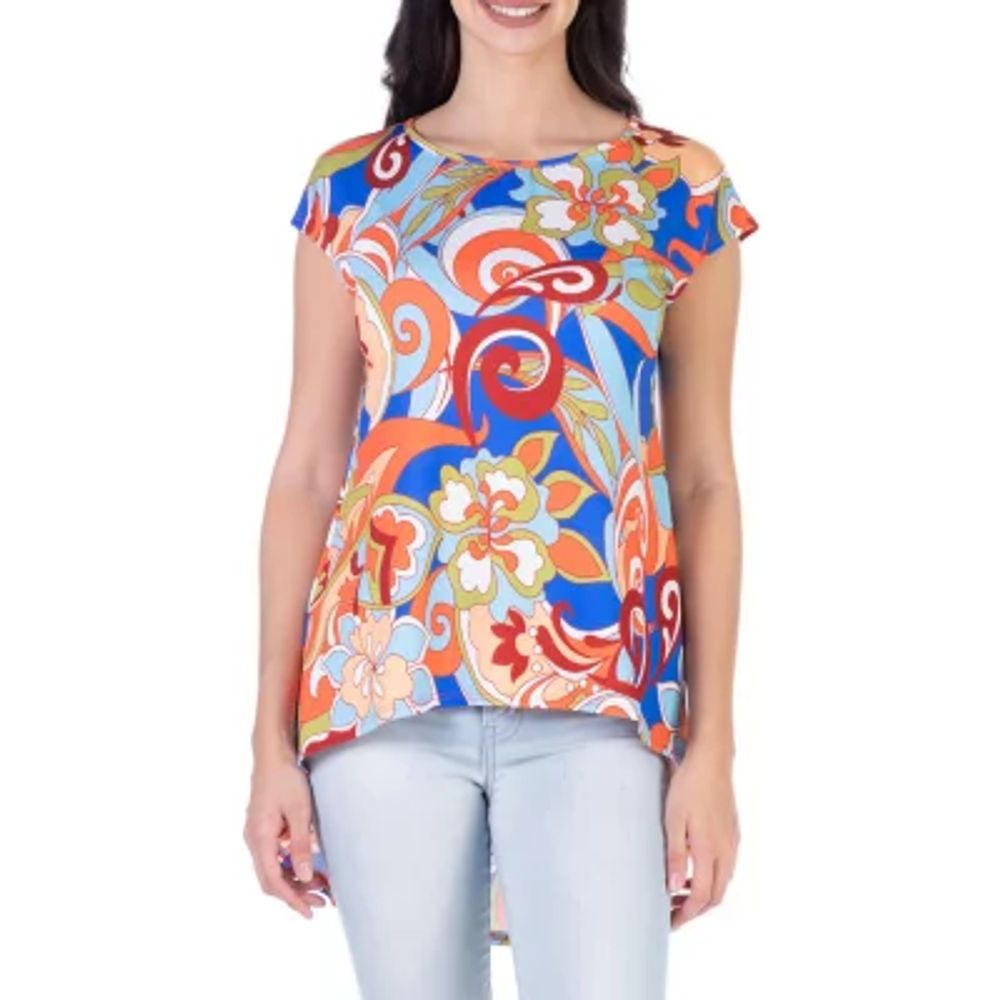 24seven Comfort Apparel Womens Round Neck Short Sleeve Tunic Top