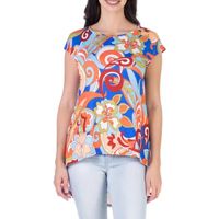 24seven Comfort Apparel Womens Round Neck Short Sleeve Tunic Top