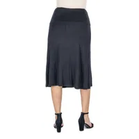 24seven Comfort Apparel Womens Mid Rise A-Line Skirt