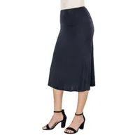 24seven Comfort Apparel Womens Mid Rise A-Line Skirt