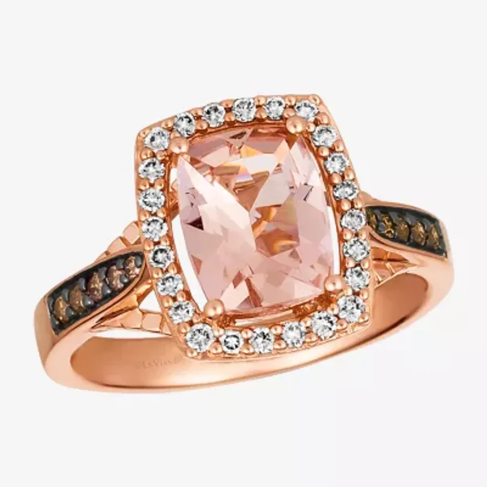 Le Vian® Grand Sample Sale™ Ring featuring 1 1/ CT. Peach Morganite™ 1/ CT. Chocolate Diamonds® 1/ CT. Nude Diamonds™ set in 14K Strawberry Gold