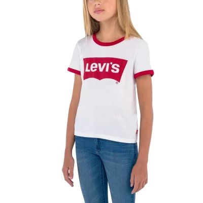 Levi's Big Girls Retro Ringer Tee Round Neck Short Sleeve Graphic T-Shirt