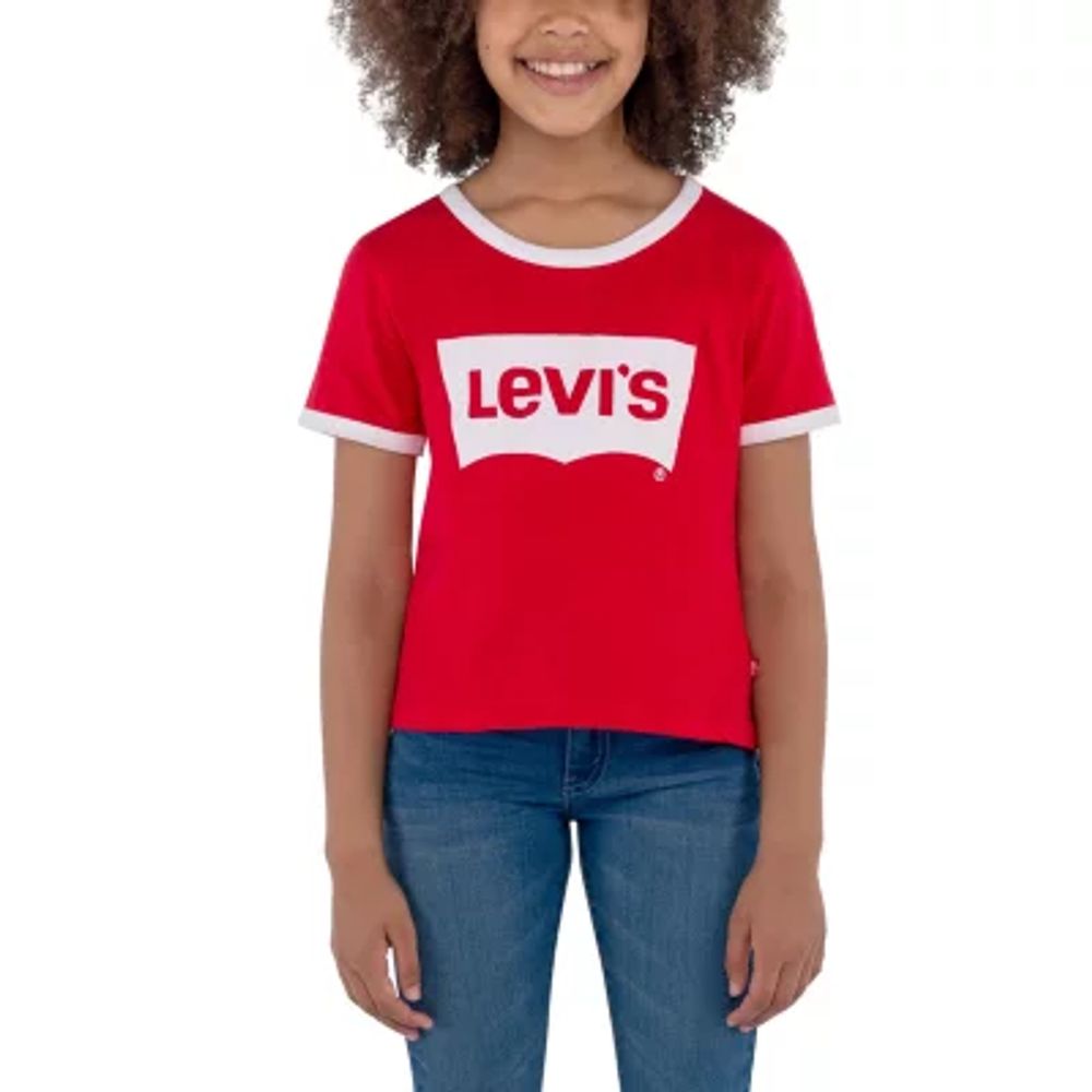 Levi's Big Girls Retro Ringer Tee Round Neck Short Sleeve Graphic T-Shirt