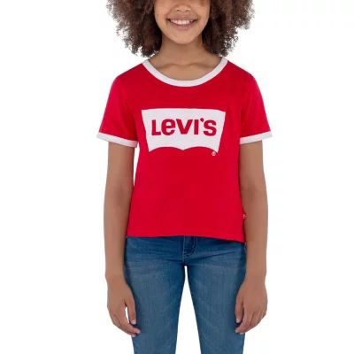 Levi's Retro Ringer Tee Big Girls Round Neck Short Sleeve Graphic T-Shirt