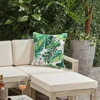 Decorative Lily Floral Print Zip Cover Square Outdoor Pillow