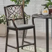 2pk Bistro Grey Chevron Print With Ties Fade Resistant Patio Chair Cushion