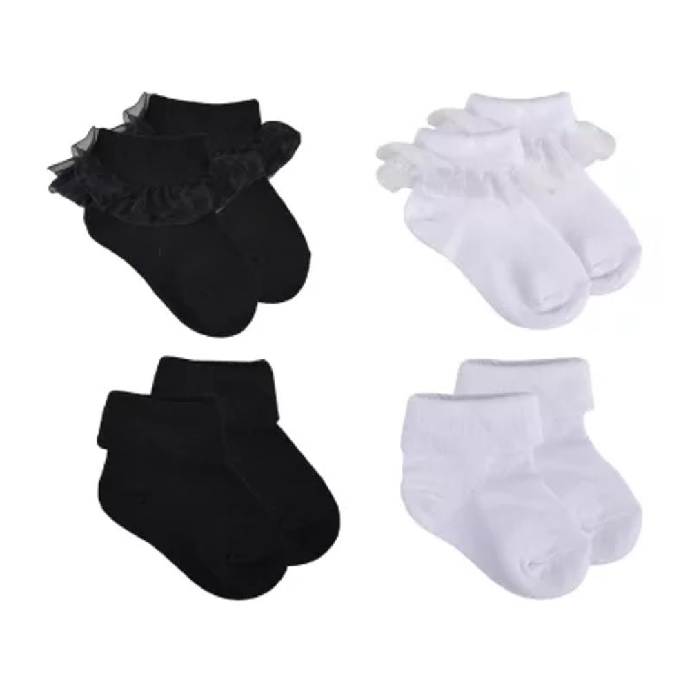 Olivia & Joy Girls 4 Pair Turncuff Socks