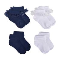 Olivia & Joy Girls 4 Pair Turncuff Socks