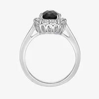 Womens Genuine Black Onyx Sterling Silver Oval Cocktail Ring