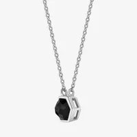 Womens Genuine Black Onyx Sterling Silver Round Pendant Necklace