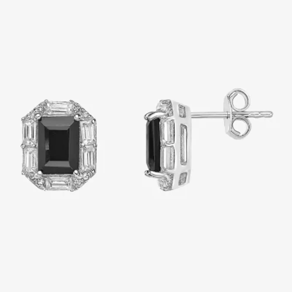 Genuine Black Onyx Sterling Silver 10mm Stud Earrings