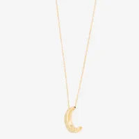 Womens 10K Gold Moon Pendant Necklace