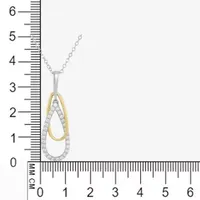 Womens White Cubic Zirconia 10K Gold Sterling Silver Pendant Necklace