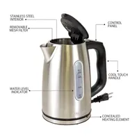 Kenmore 1.7L Cordless Electric Tea Kettle with 6 Temperature Pre-Sets